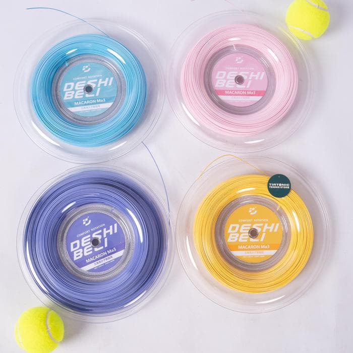 Senar Tenis Deshibeli Macaron Ma3 Tennis String Potongan Reel - Biru, 1.20mm