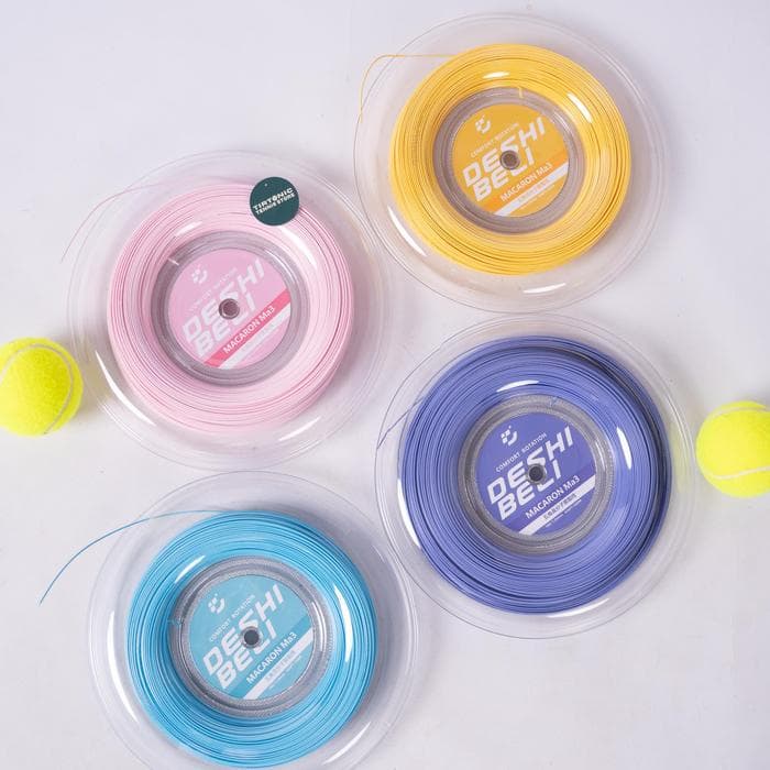 Senar Tenis Deshibeli Macaron Ma3 Tennis String Potongan Reel - Biru, 1.20mm