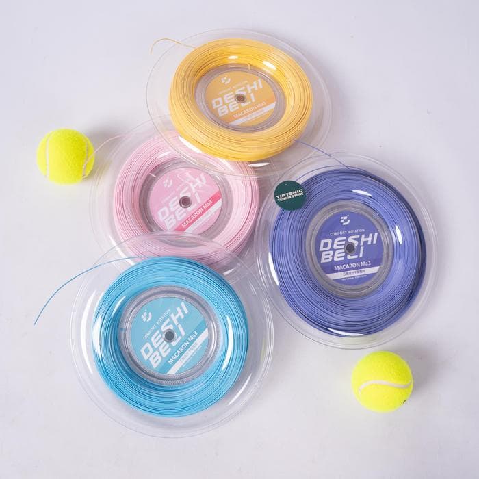 Senar Tenis Deshibeli Macaron Ma3 Tennis String Potongan Reel - Biru, 1.20mm