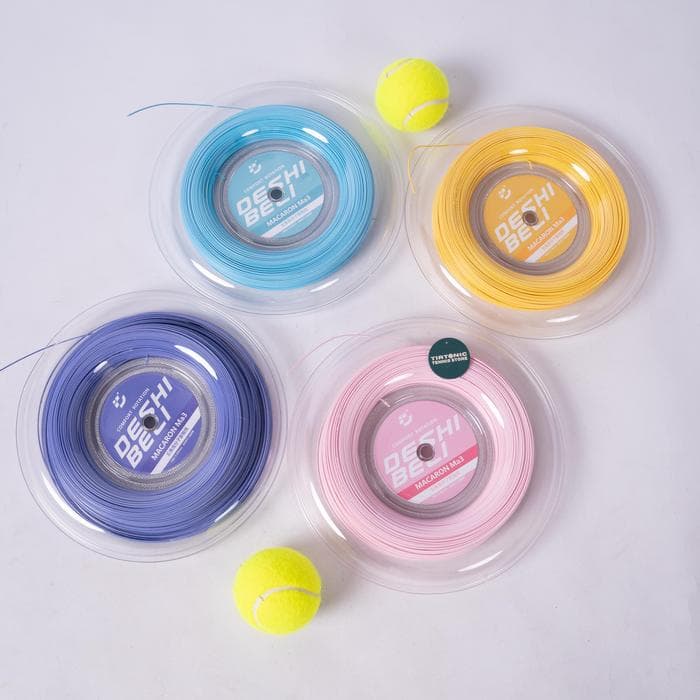 Senar Tenis Deshibeli Macaron Ma3 Tennis String Potongan Reel - Biru, 1.20mm