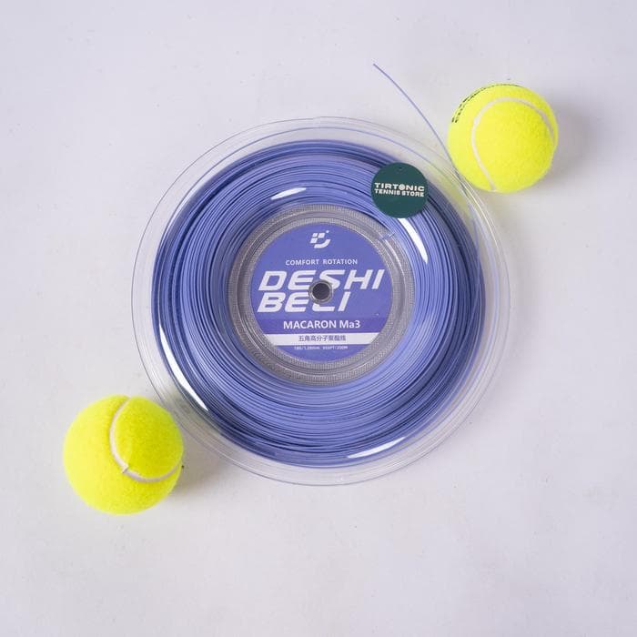Senar Tenis Deshibeli Macaron Ma3 Tennis String Potongan Reel - Biru, 1.20mm